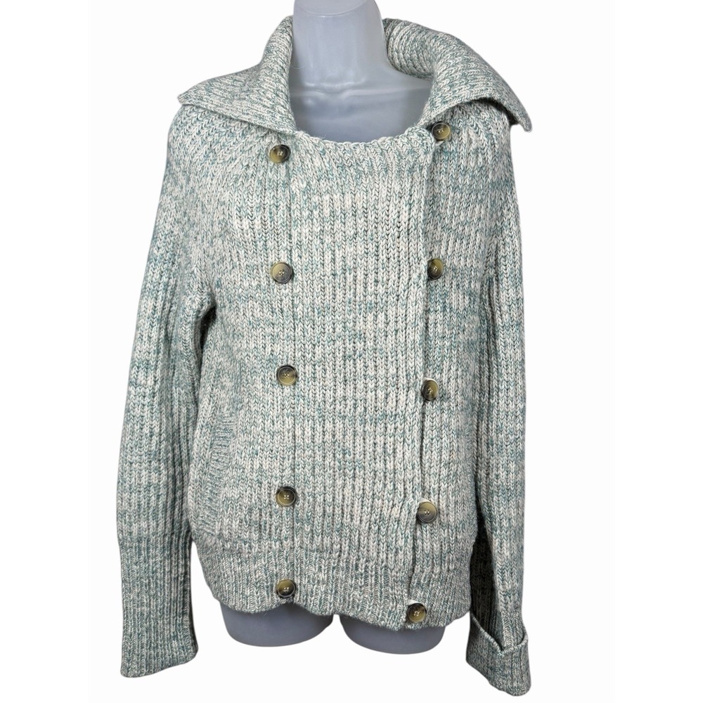 AEO Women's L Marled Knit Double‎ Breasted Wool Alpaca Jacket Coat Cozy Winter